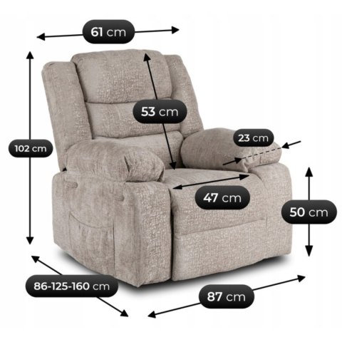 Fotel Rozkładany ARTURO Beżowy Welurowy