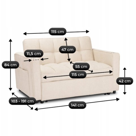 Fotel Rozkładany ASTER do Spania Beżowy