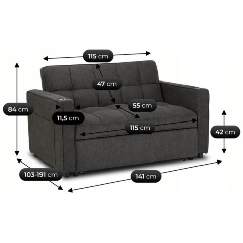 Fotel Rozkładany ASTER do Spania Czarny