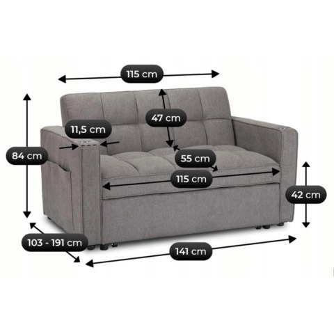 Fotel Rozkładany ASTER do Spania Szary