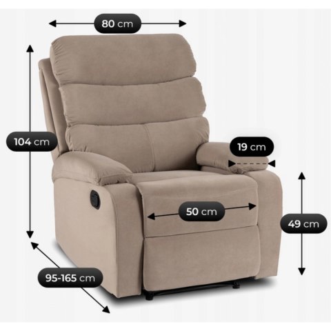 Fotel Rozkładany KOBE Beżowy Welurowy