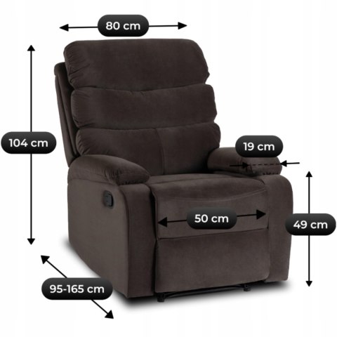 Fotel Rozkładany KOBE Brązowy Welurowy