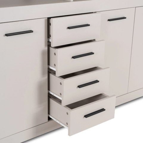 Komoda Czterodrzwiowa z Szufladami BLAGO 190 cm Kaszmir Nowoczesna