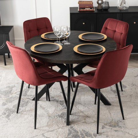 Krzesło Tapicerowane do Jadalni CHRIS Bordowe Welurowe Nowoczesne