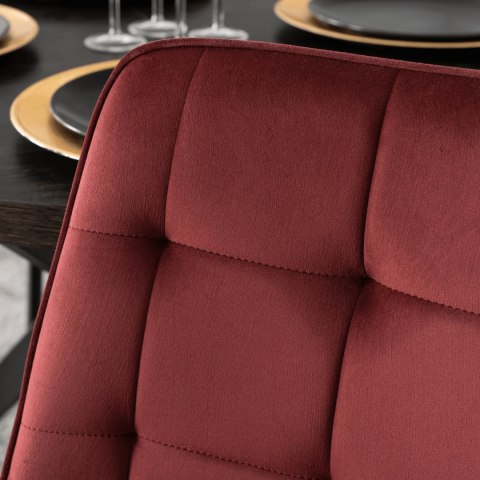 Krzesło Tapicerowane do Jadalni CHRIS Bordowe Welurowe Nowoczesne