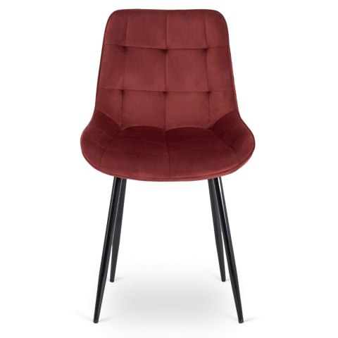 Krzesło Tapicerowane do Jadalni CHRIS Bordowe Welurowe Nowoczesne