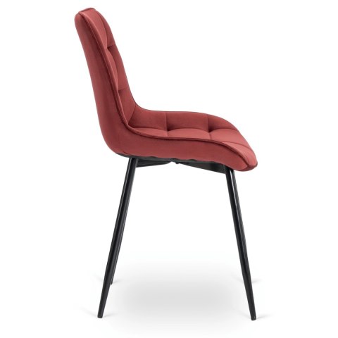 Krzesło Tapicerowane do Jadalni CHRIS Bordowe Welurowe Nowoczesne