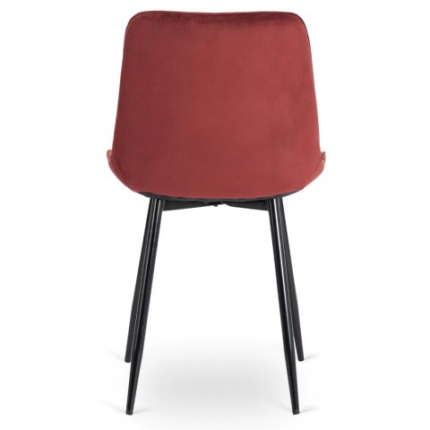 Krzesło Tapicerowane do Jadalni CHRIS Bordowe Welurowe Nowoczesne