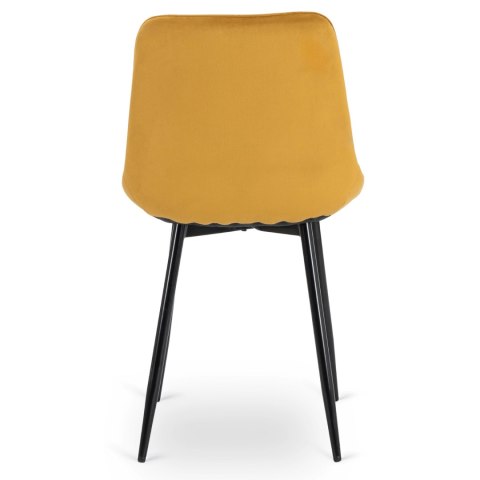 Krzesło Tapicerowane do Jadalni CHRIS Musztardowe Welurowe Nowoczesne