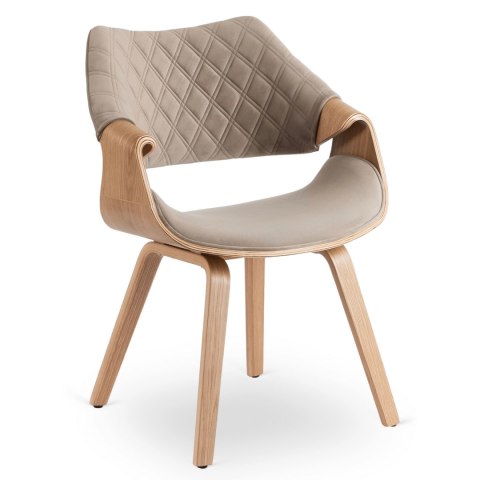 Krzesło Tapicerowane z Drewna Giętego do Salonu LUISE Beżowe Welurowe Nowoczesne