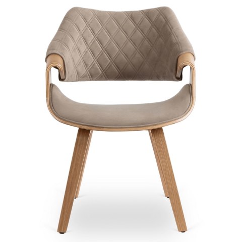 Krzesło Tapicerowane z Drewna Giętego do Salonu LUISE Beżowe Welurowe Nowoczesne