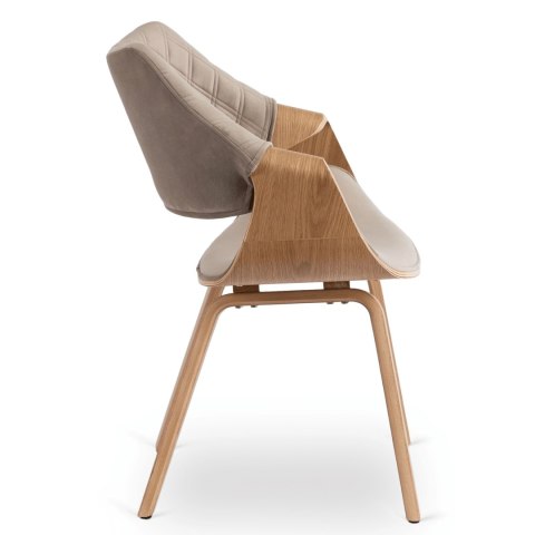 Krzesło Tapicerowane z Drewna Giętego do Salonu LUISE Beżowe Welurowe Nowoczesne