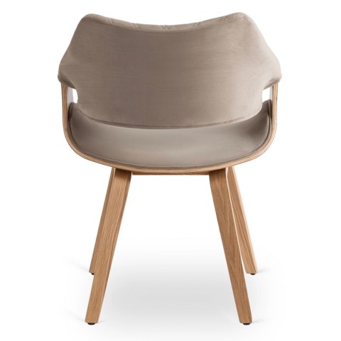 Krzesło Tapicerowane z Drewna Giętego do Salonu LUISE Beżowe Welurowe Nowoczesne