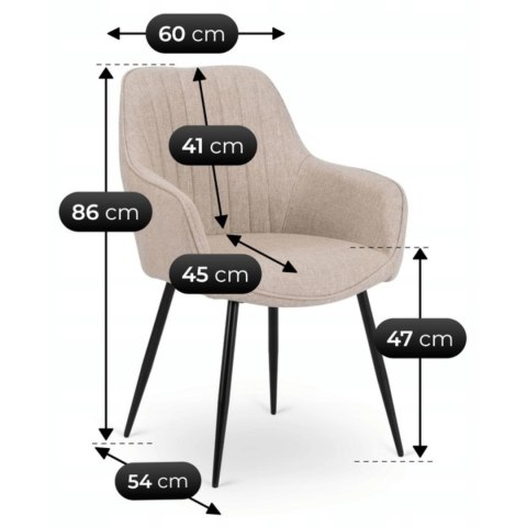 Krzesło Tapicerowane do Salonu MALAGA Beżowe Nowoczesne