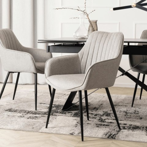 Krzesło Tapicerowane do Salonu MALAGA Szare Nowoczesne