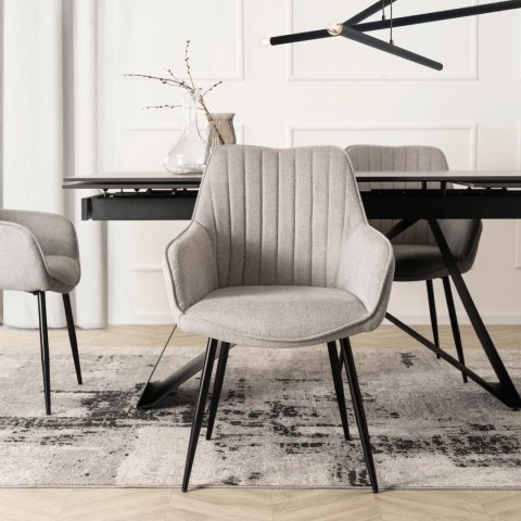 Krzesło Tapicerowane do Salonu MALAGA Szare Nowoczesne