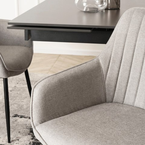 Krzesło Tapicerowane do Salonu MALAGA Szare Nowoczesne