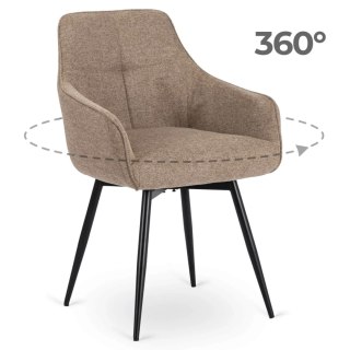 Krzesło Tapicerowane Obrotowe do Salonu LARISA Beżowe Nowoczesne