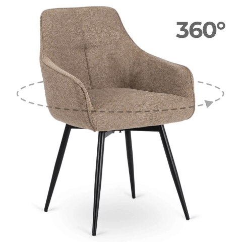 Krzesło Tapicerowane Obrotowe do Salonu LARISA Beżowe Nowoczesne