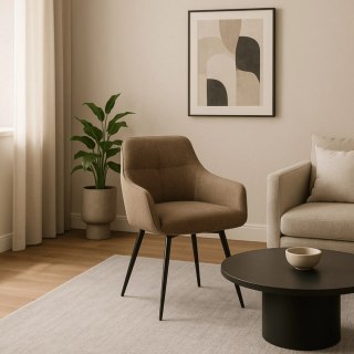 Krzesło Tapicerowane Obrotowe do Salonu LARISA Beżowe Nowoczesne