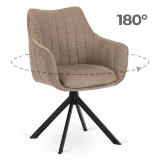 Krzesło Tapicerowane Obrotowe do Salonu MUMBAI Beżowe Nowoczesne