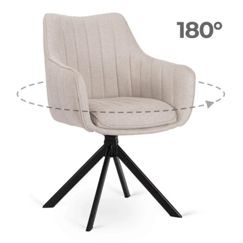 Krzesło Tapicerowane Obrotowe do Salonu MUMBAI Kremowe Nowoczesne