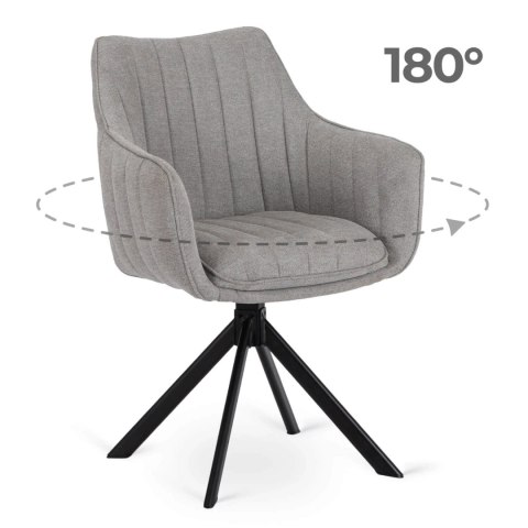 Krzesło Tapicerowane Obrotowe do Salonu MUMBAI Szare Nowoczesne