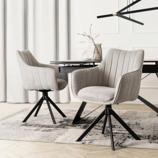 Krzesło Tapicerowane Obrotowe do Salonu MUMBAI Szare Nowoczesne