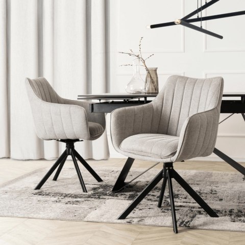 Krzesło Tapicerowane Obrotowe do Salonu MUMBAI Szare Nowoczesne