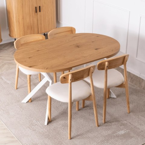 Stół DORIAN Rozkładany 80-160 cm Dąb Złoty/Biały