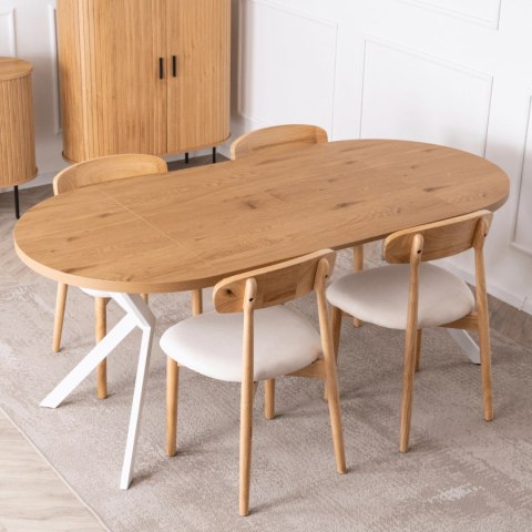 Stół DORIAN Rozkładany 80-160 cm Dąb Złoty/Biały