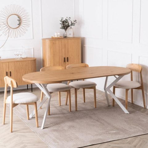 Stół DORIAN Rozkładany 80-160 cm Dąb Złoty/Biały