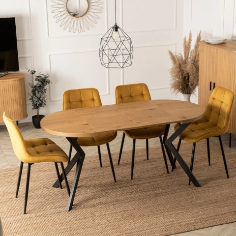 Stół DORIAN Rozkładany 80-160 cm Dąb Złoty/Czarny