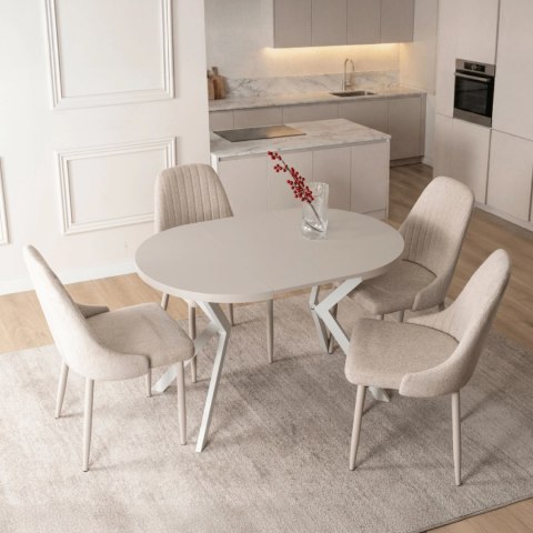 Stół DORIAN Rozkładany 80-160 cm Kaszmir/Biały