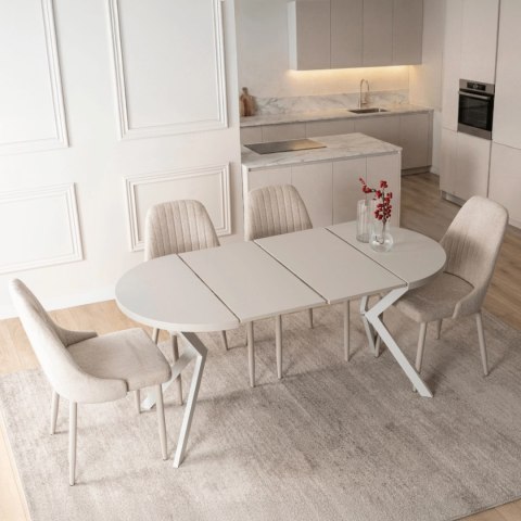 Stół DORIAN Rozkładany 80-160 cm Kaszmir/Biały