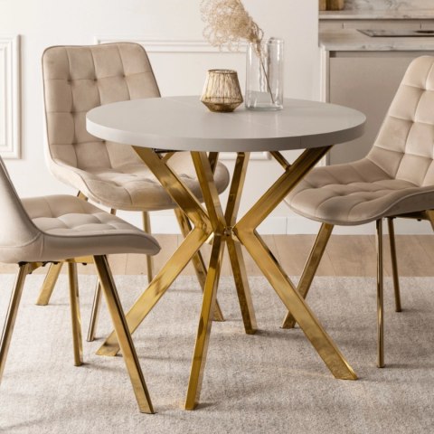 Stół DORIAN Rozkładany 80-160 cm Kaszmir/Złoty