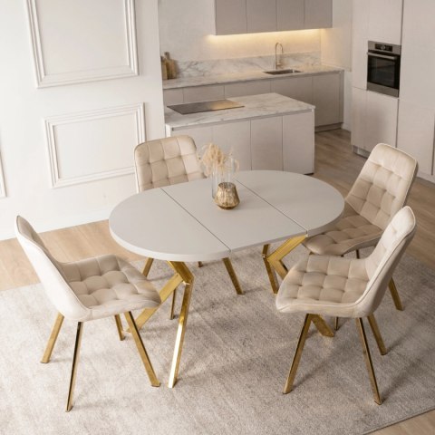 Stół DORIAN Rozkładany 80-160 cm Kaszmir/Złoty