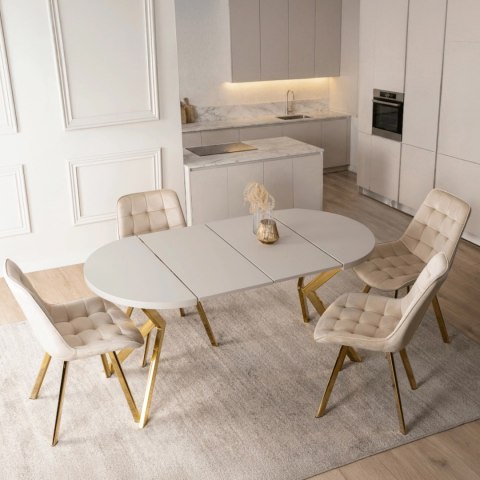 Stół DORIAN Rozkładany 80-160 cm Kaszmir/Złoty