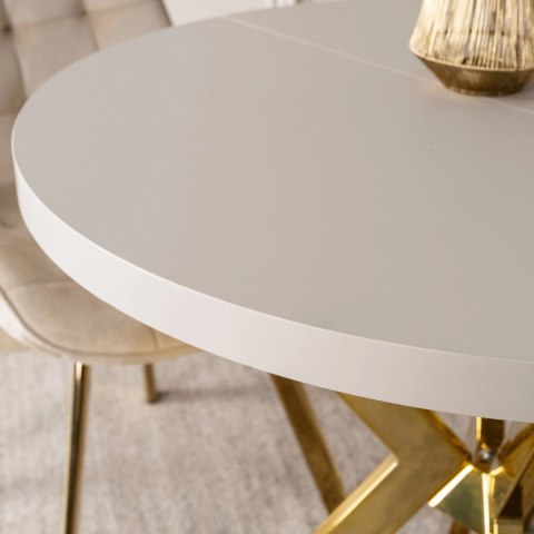 Stół DORIAN Rozkładany 80-160 cm Kaszmir/Złoty