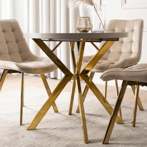 Stół DORIAN Rozkładany 80-160 cm Kaszmir/Złoty