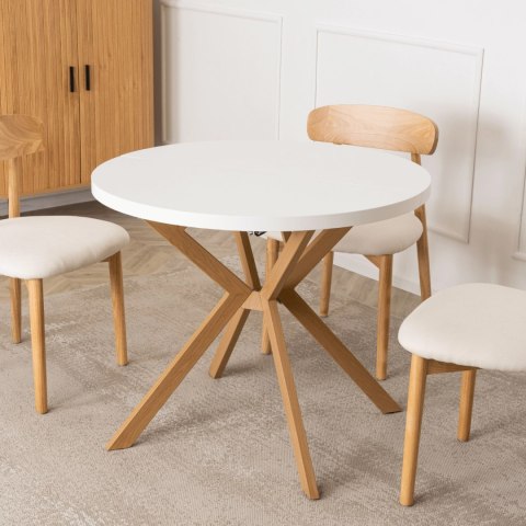 Stół LUGO Rozkładany 90-190 cm Biały/Dąb