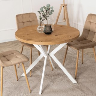 Stół LUGO Rozkładany 90-190 cm Dąb Złoty/Biały