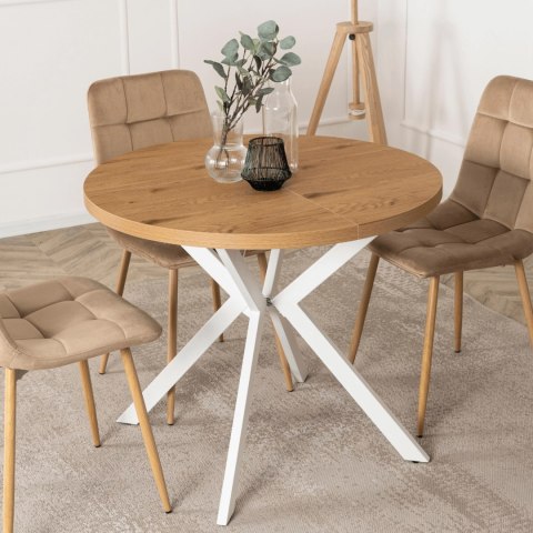 Stół LUGO Rozkładany 90-190 cm Dąb Złoty/Biały