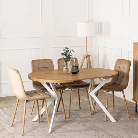 Stół LUGO Rozkładany 90-190 cm Dąb Złoty/Biały