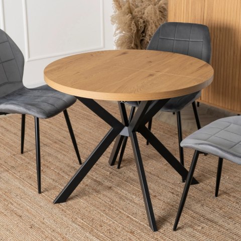 Stół LUGO Rozkładany 90-190 cm Dąb Złoty/Czarny