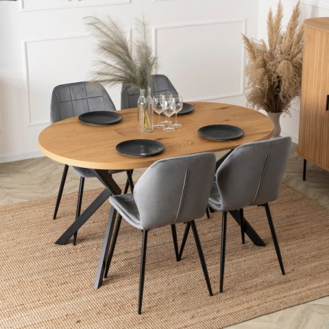 Stół LUGO Rozkładany 90-190 cm Dąb Złoty/Czarny