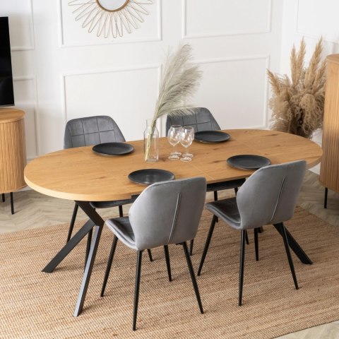 Stół LUGO Rozkładany 90-190 cm Dąb Złoty/Czarny