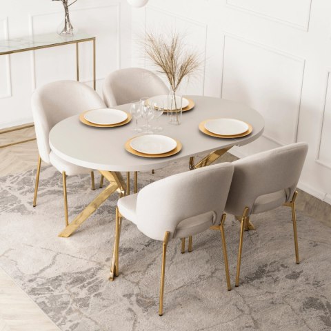 Stół LUGO Rozkładany 90-190 cm Kaszmir/Złoty