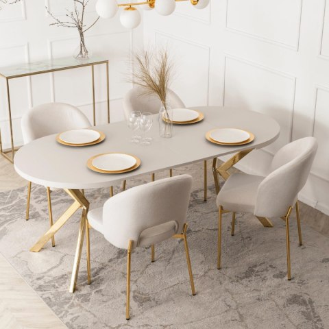 Stół LUGO Rozkładany 90-190 cm Kaszmir/Złoty