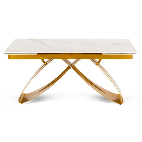 Stół LUIGI Ceramiczny Rozkładany 160-240 cm Biały Marmur/Złoty